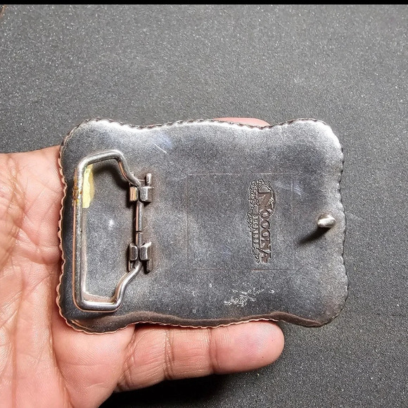 Nocona Long Horn Steer Head Rope Border Engraved Floral Pattern Western Buckle - Picture 5 of 9